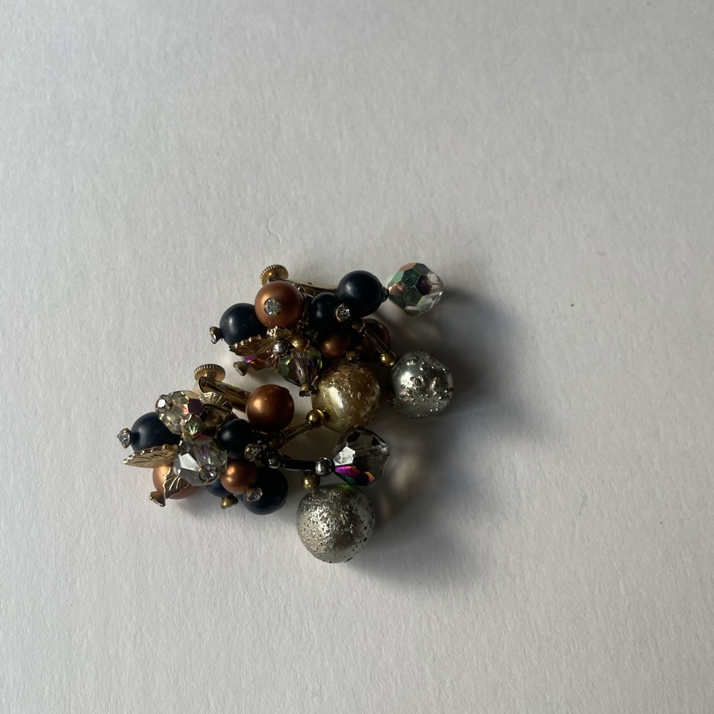 Gold and Silver clip earrings  with Pearl Accents